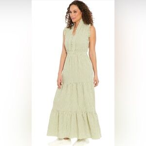 London Times Green Striped Maxi Dress